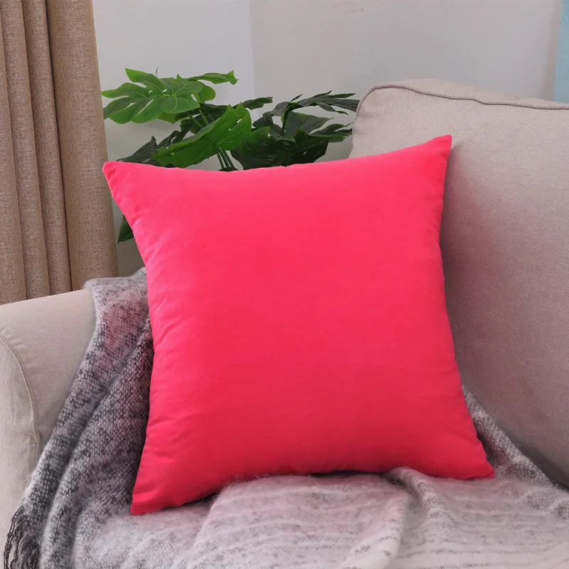 Hotpink Модный чехол для подушки на заказ замшевый однотонные Однотонная Одежда Подушка Чехол кресло для дивана домашний Декор 40/45/50/55/60/70 подарок - Цвет: Hotpink