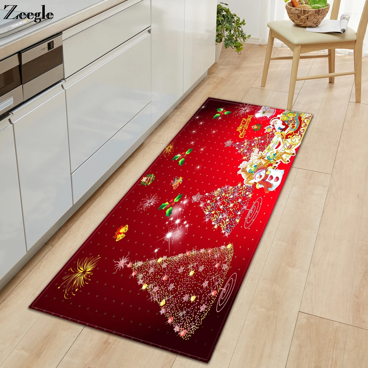 

Zeegle Christmas Carpet Kitchen Rug Long Rectangle Hallway Carpet Living Room Floor Rug Anti Slip Sofa Foot Mat Yoga Area Rug