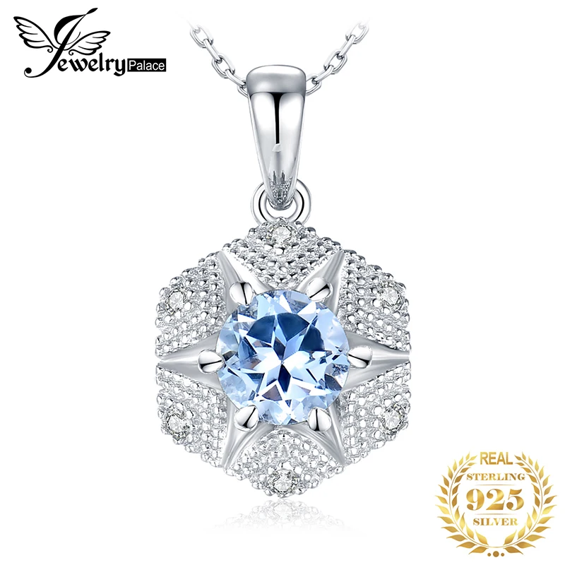 JewelryPalace – collier en topaze bleue naturelle  pendentif en argent Sterling 925  bijoux fins