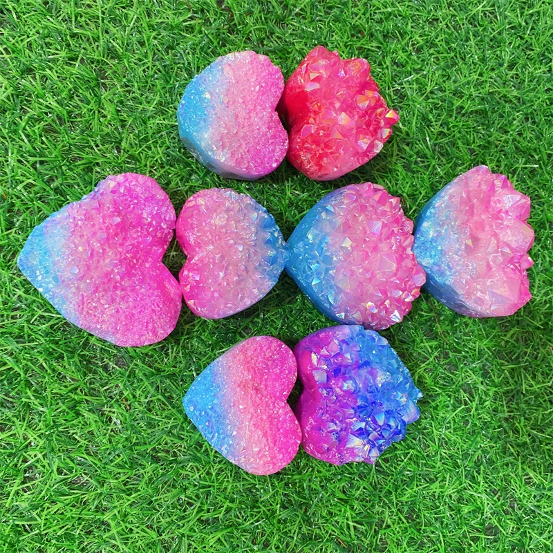 Хит продаж кристаллы Aura кластеры в форме сердца различные для украшения SYY | Дом и