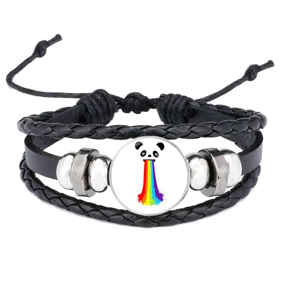 ЛГБТ Би Прайд браслеты гей кожаные Кнопки для браслета Кнопка Браслеты стекло