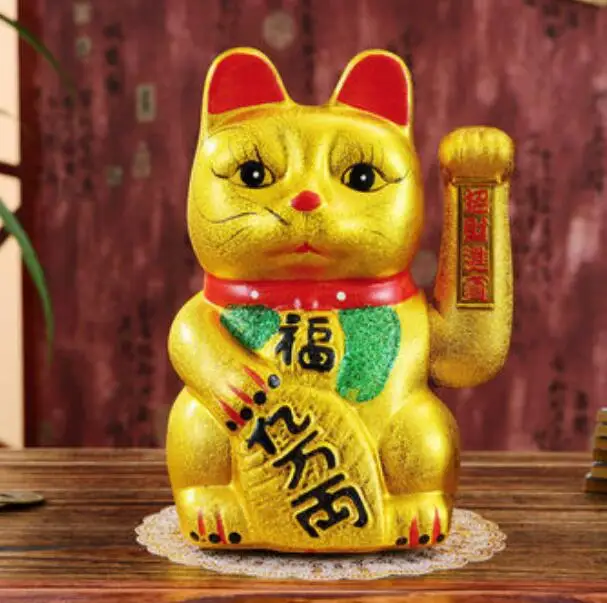

Ceramic golden cat electric hand ornaments opened Lucky Cat 7-11 large gift store opening