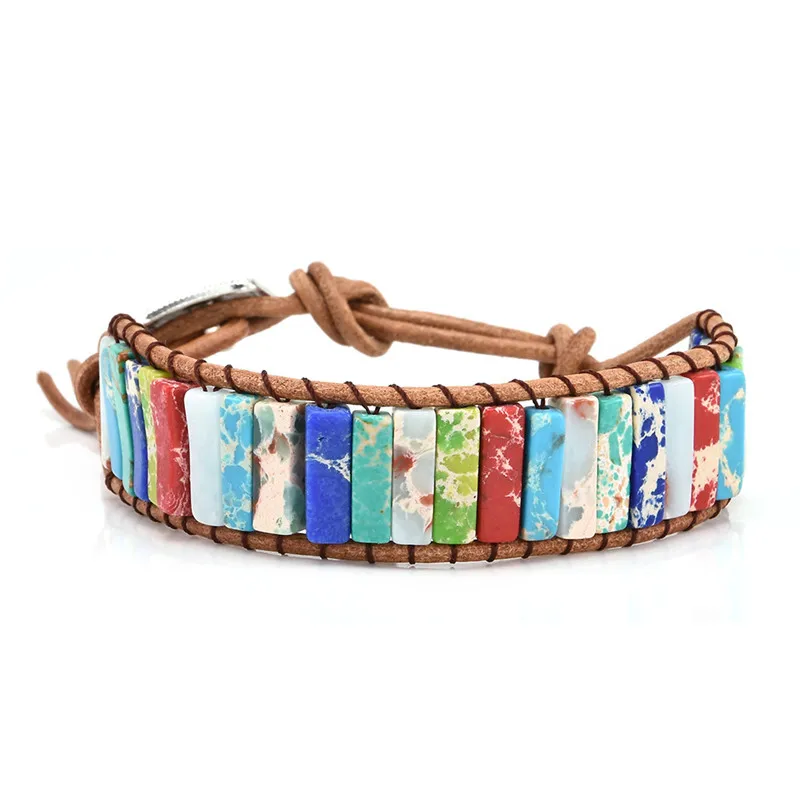 Ручной работы 7 Чакра натуральная трубка бусины из камня кожаный чехол для