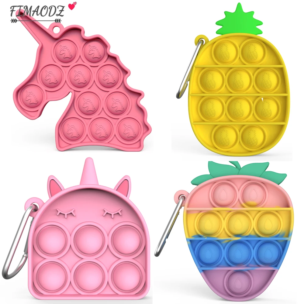 FIMAODZ пуш-игрушка брелок пузырьки антистресс сенсорные игрушки ананас единорог