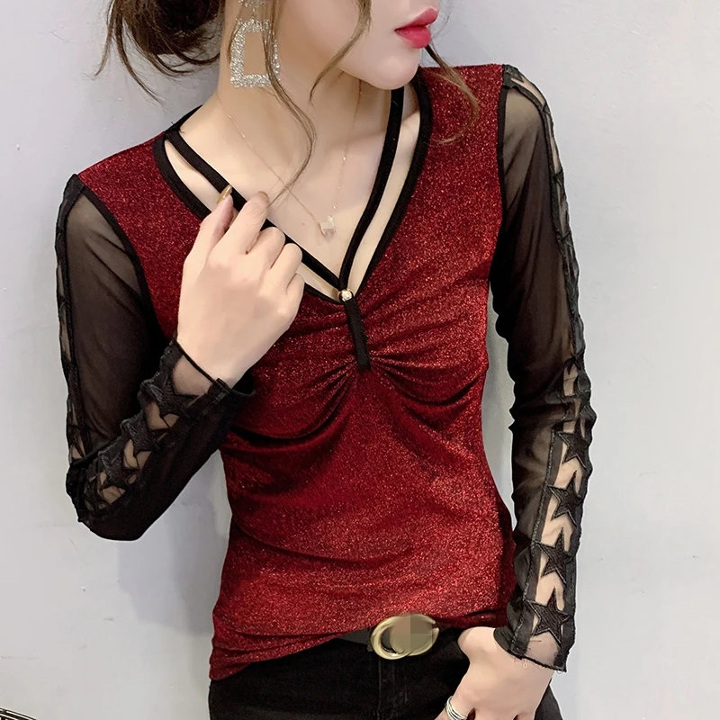 Новинка 2020 весенне осенняя Корейская одежда сексуальная Лоскутная блестящая