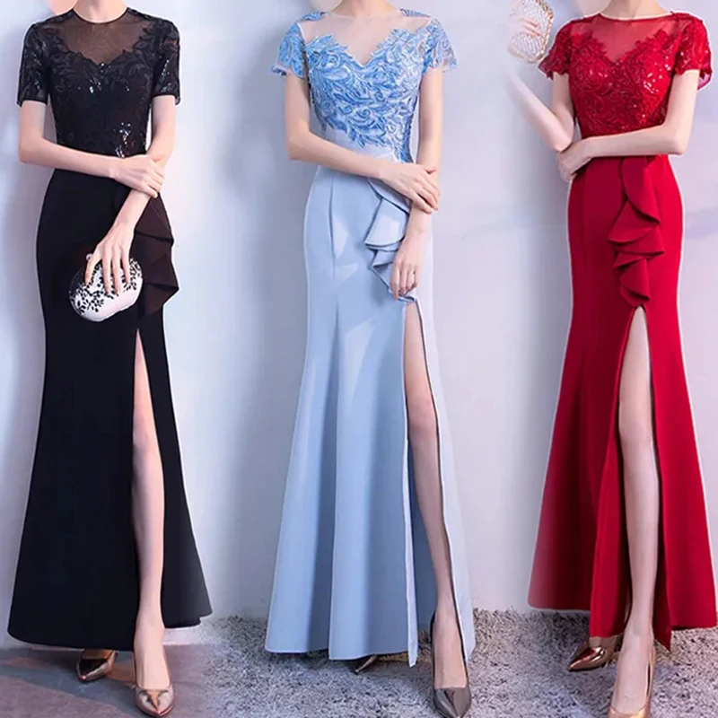 

202 mermaid evening dres prom bride bridesmaid wedding elegant girl in the front hall...