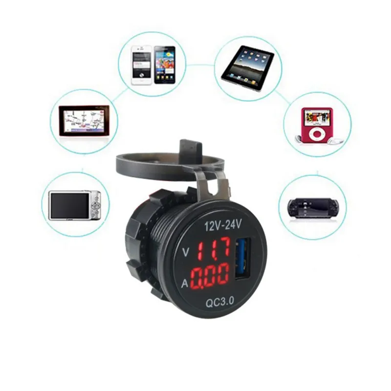 3 в 1 USB зарядное устройство розетка светодиодный цифровой дисплей универсальный