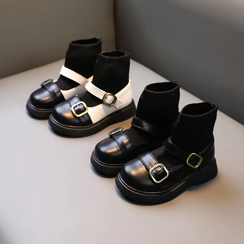 

2021 Autumn and Winter New Girls Socks Boots Girls Boots Knitted Short Boots Comfortable and Breathable Children's Martin Boots