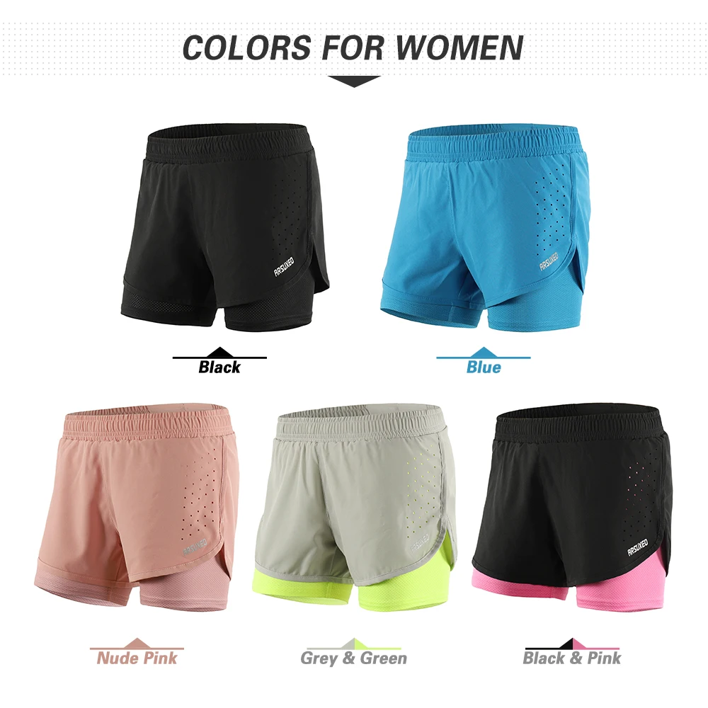 Women's 2-in-1Running Quick Dry Workout Bodybuilding Gym Training Exercise Jogging Cycling Shorts with Longer Liner | Спорт и