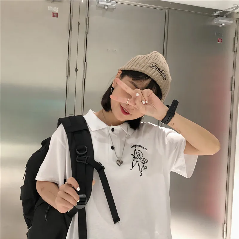 Футболка в стиле Харадзюку С купидоном женская футболка y2k Ullzang графическая