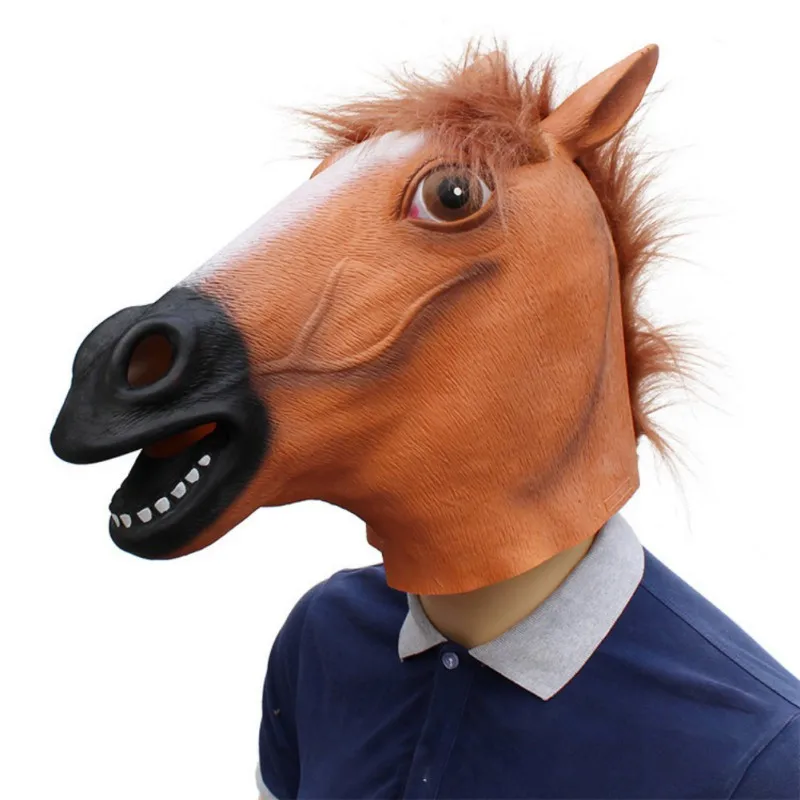 Маска животного для хеллоуина вечерние Косплей Тигр/лошадь/Лев полная маска лица