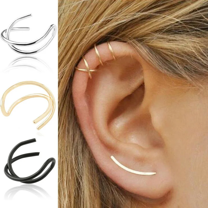 

5pcs Ear Cuffs Leaf Star Clip Ring Earrings for Women No Piercing Fake Cartilage Earring Studs Ear Stud Set Clip Cuff Jewelry