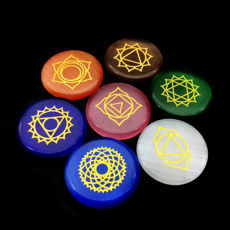 

Opal 7 Chakra Healing Energy Stone Small Ornament Set Tumbled Polished Chakras for Balancing Therapy Meditation Home Crafts