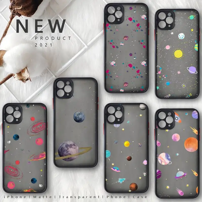 

Starry Universe Phone Case black matte transparent For iPhone 7 8 x xs xr 11 12 pro plus mini max Clear Funda