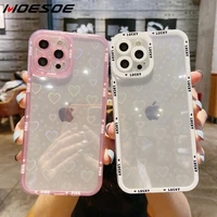 for iphone 13 pro max 12 11 pro xs max x xr 7 8 plus clear love heart laser soft tpu phone case shockproof lens protection cover