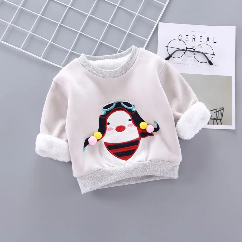 Style 2-Grey IENENS/Модная детская теплая футболка для мальчиков и девочек топы, одежда утепленные футболки с капюшоном для маленьких мальчиков и девочек - Цвет: Style 2-Grey