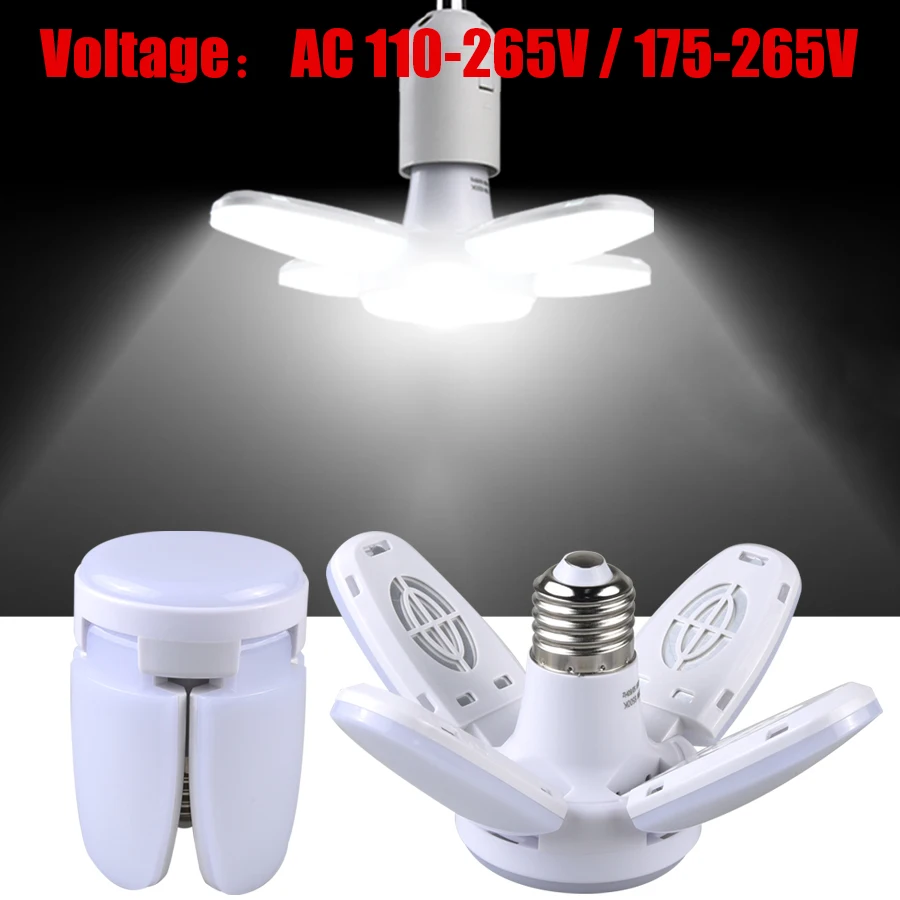 

28W LED Fan Garage Lights E27 Bulb 6500K AC 110-265V 175-265V Led High Bay Lamp Super Bright Industrial Lighting for workshop