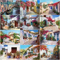 sdoyuno santorini painting by numbers landscape on canvas with frame pictures by numbers home decoration diy minimalism style