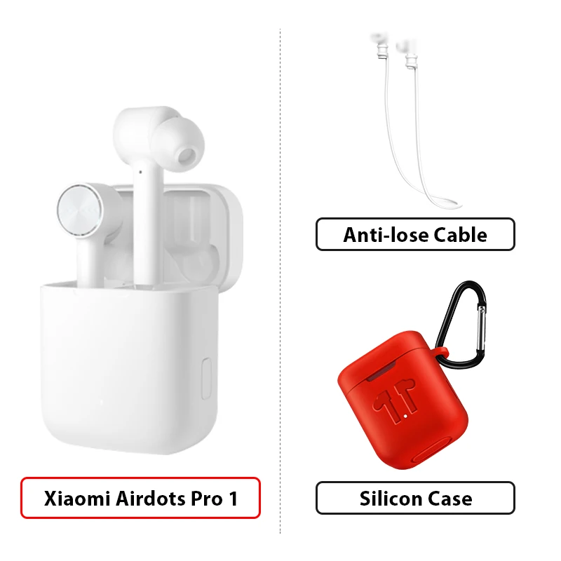 Xiaomi Airdots Pro СПЦ Bluetooth наушники ANC переключатель коснитесь Управление IPX4 Водонепроницаемый Беспроводной наушники - Цвет: 1 Add Cable Case