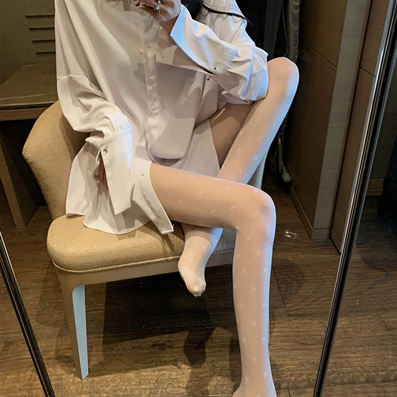 Женские Кружевные Прозрачные шелковые чулки с бантом подтяжки высоким