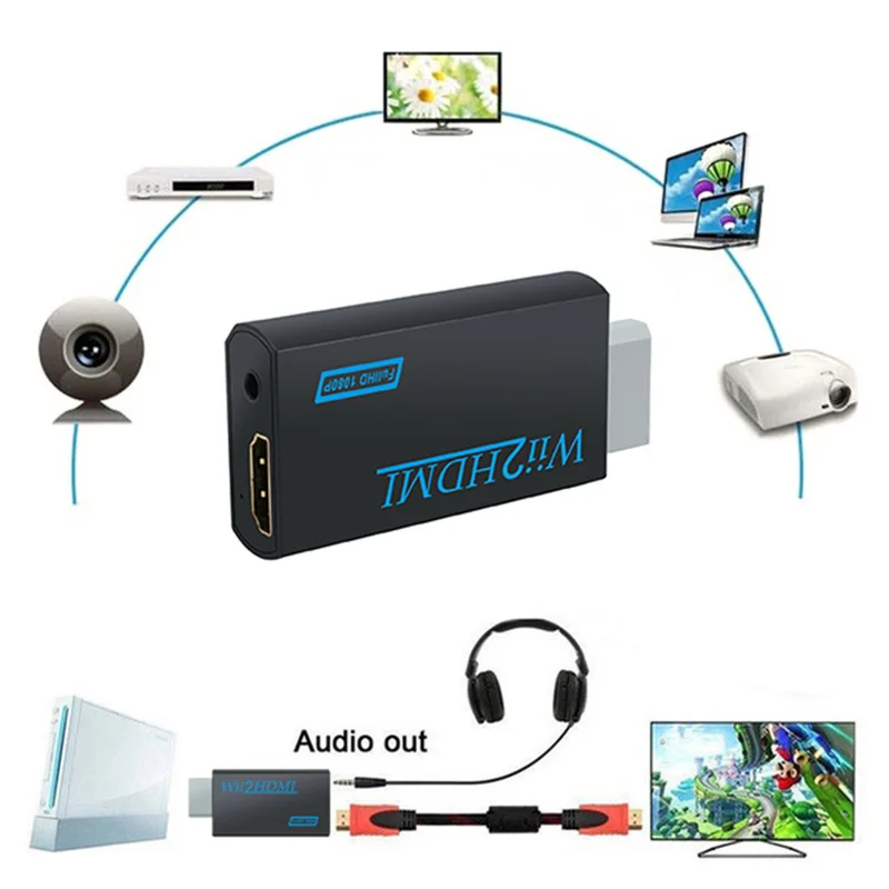 Адаптер конвертер для wii в HDMI 1080p HD tv аудио 3,5 мм кабель для wii в HDMI видео конвертер поддерживает Вход игровой консоли wii