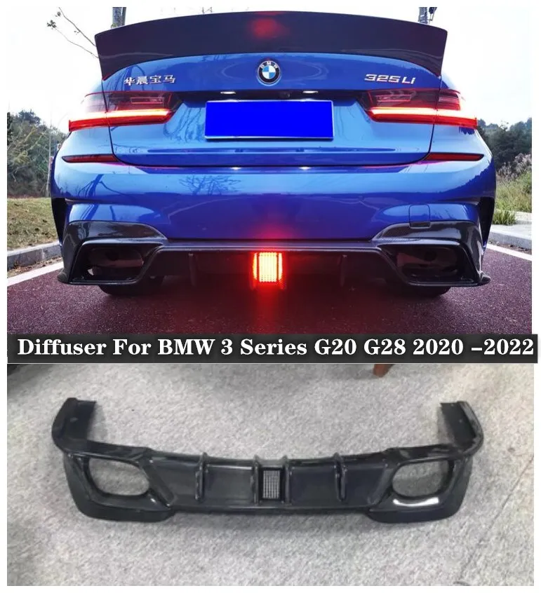 

Для новых BMW 3 серии G20 G28 2020 2021 2022 (с лампой) Высокое качество углеродное волокно Автомобильный задний багажник губа бампер диффузор защита