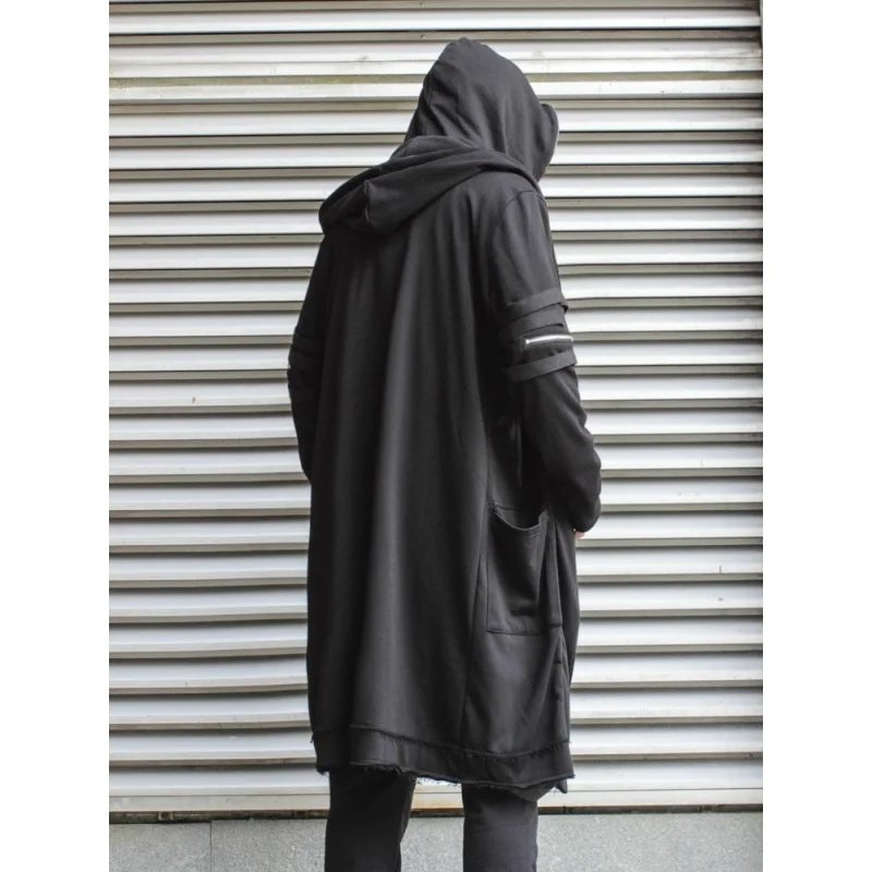 

Cape Wizard Cloak Fake two Jacket Windbreaker Men Gothic Punk Streetwear Long Jacket Coats Function Hoody WB200
