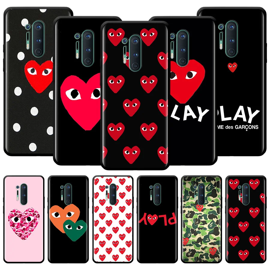 

Fashion Street Brand PLAY DeSign-CDG Silicone Case For Oneplus Nord N100 N200 N10 2 CE Z 7 8 9 9RT 9R 7T 8T Pro 5G Luxury Shell
