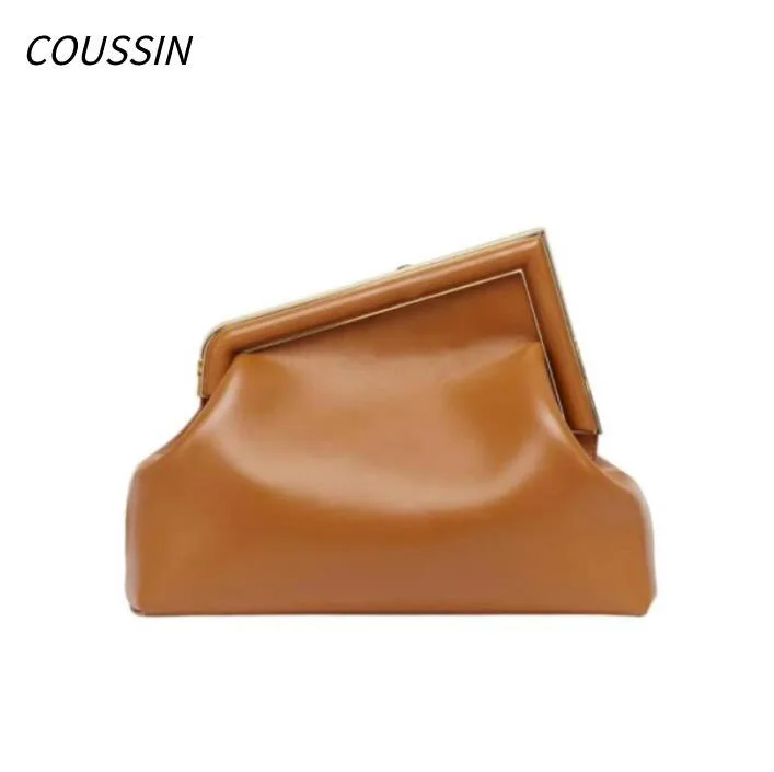 

3 Sizes Soft Leather Oversized Metal Buckle Womens Handbag Crossbody Shoulder Bag Ladies Underarm Clutch Bags with Leather Strap