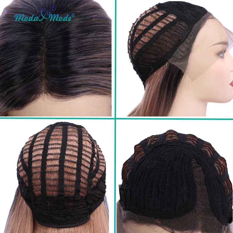

Moda & Mode hair Synthetic Wig 28 inch Long Wave Hair Ombre Blonde Wig for women Synthetic Lace Front Wig Heat Resistant