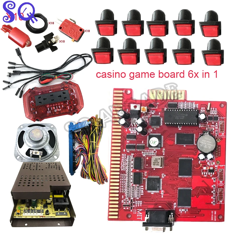 

Набор для игры в казино 6X в 1, мультиигровая модель, 36 контактов, кабель Jamma, 33 мм светодиодный светодиодная кнопка, строительная азартная маш...