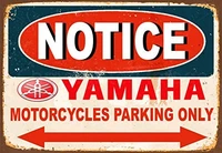 notice yamaha motorcycles parking only metal tin sign poster wall plaque decor