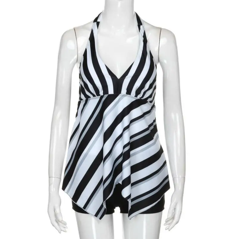 

Plus Size Women's Sexy Swimsuit Black and White Twill Split Swimsuit Bandeau Brazilian Biquini Beach Bikini Bathing Suit