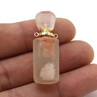 new sakura agate natural semi precious stone perfume bottle essential oil diffuser pendant for jewelry making diy necklace gift