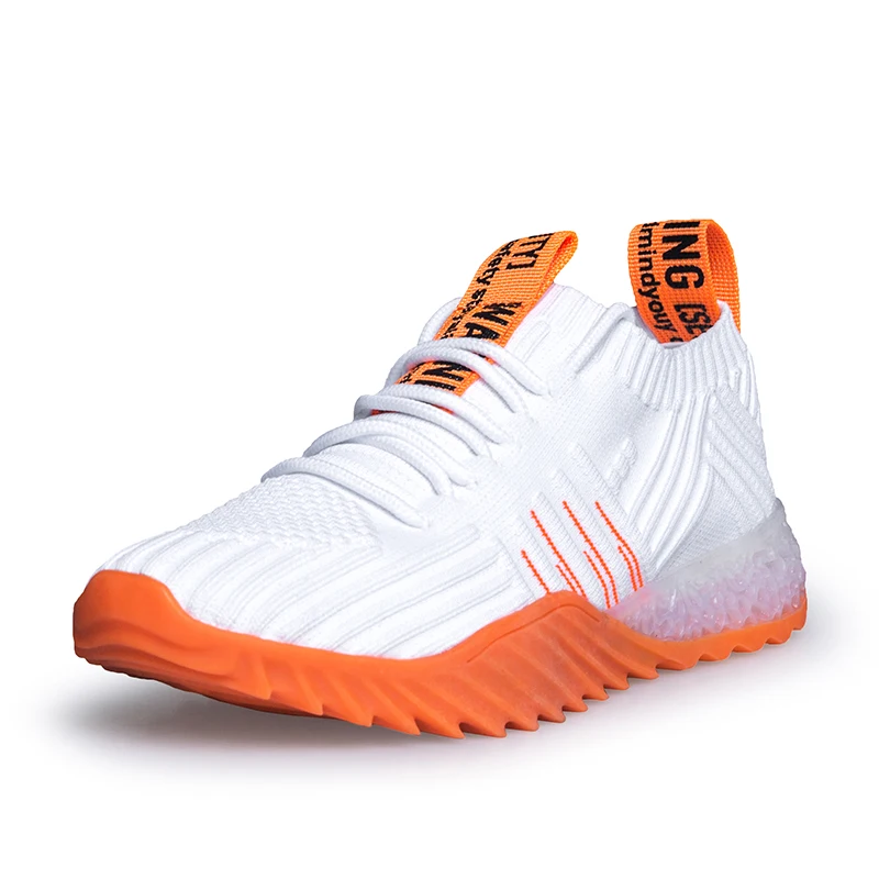 

Casual Shoes Men Fashion Sock Orange Green Men Flat Walking Sneakers Outdoor High Quality Man Soft Breathable Trainer