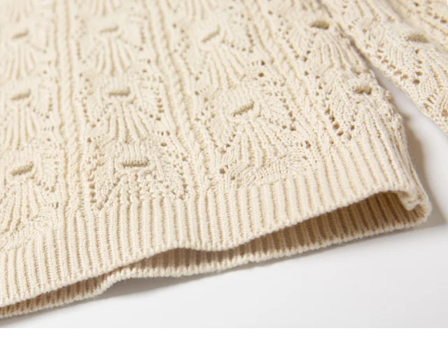 

Women's Knitted Sweater Hollow out Long Sleeve Vintage Single Breasted Knit Cardigan