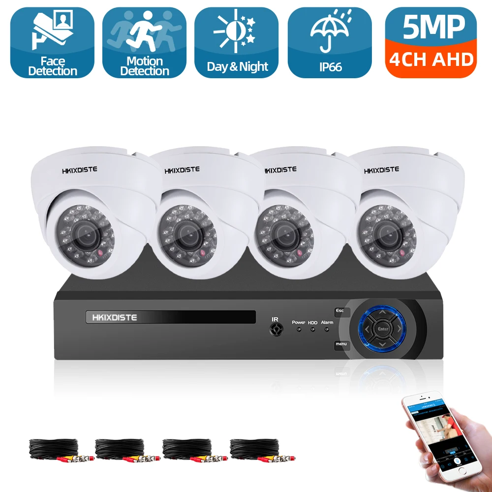 

4CH Ahd DVR CCTV System 4PCS Cameras 1080P 5MP Video Surveillance Set 4CH 6in1 DVR Infrared AHD CCTV Camera Security System Kit