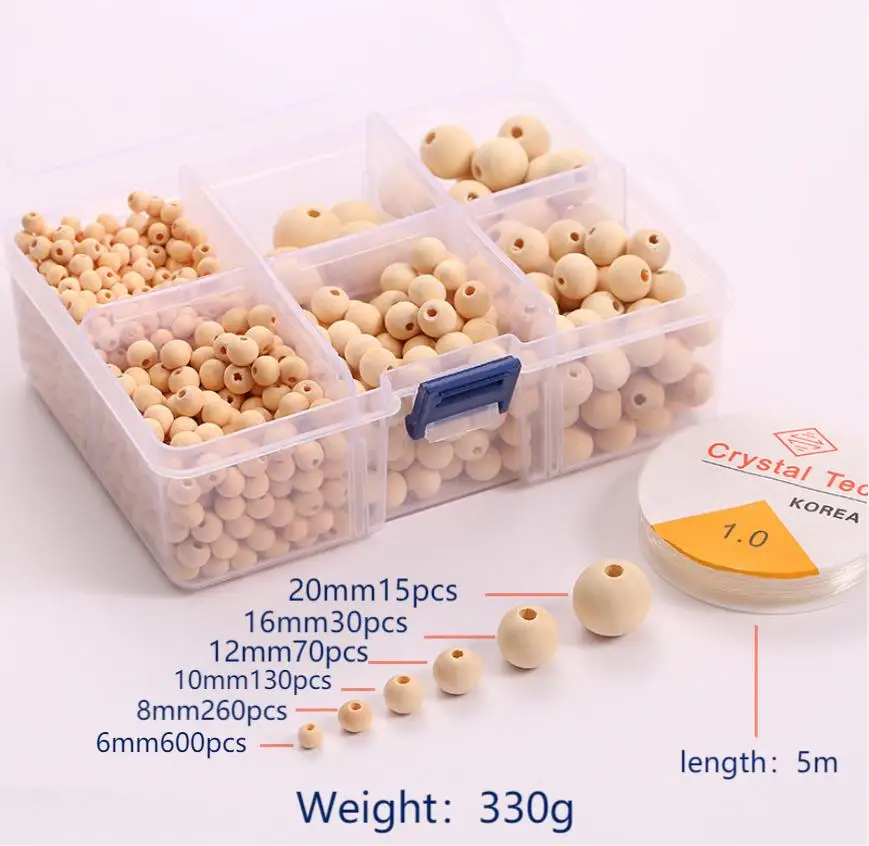 

DIY Handmade Custom Multi-size Hemu Beads Set Perforated Wooden Beads With Holes Colorful Loose Beads Jewelry Accessories Crafts