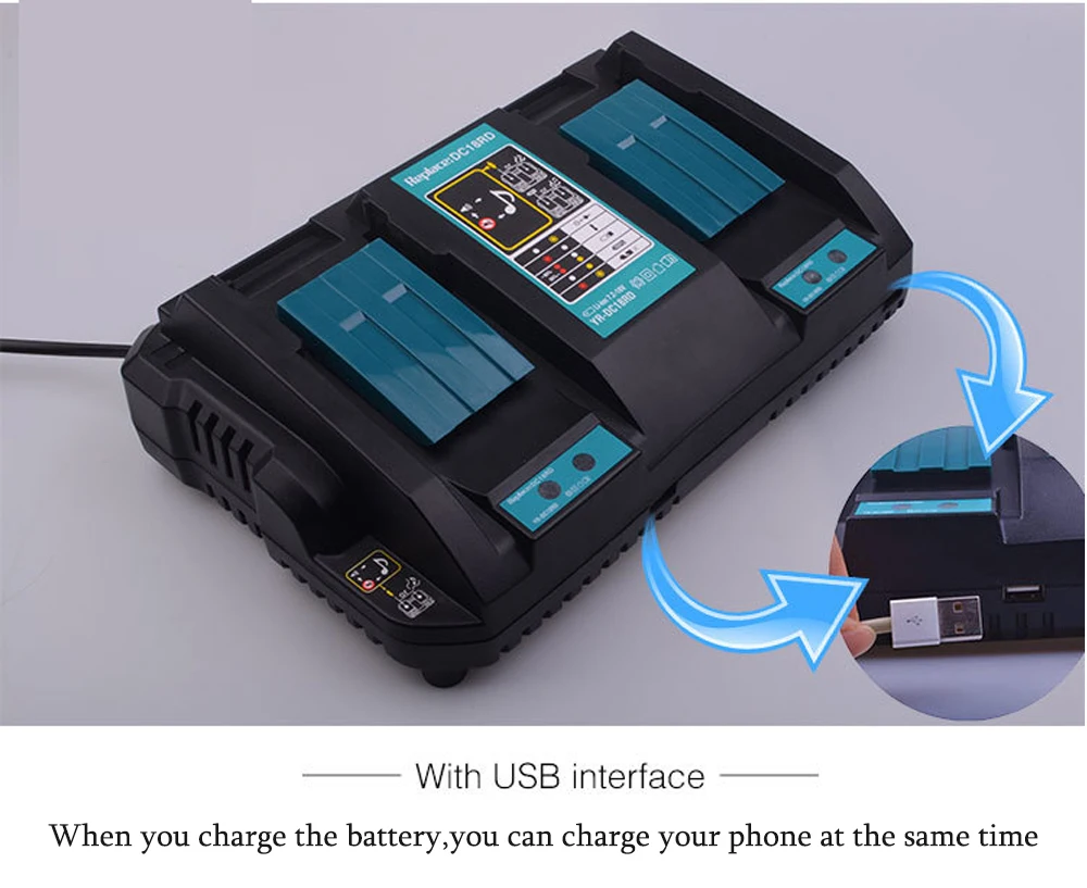 

Dual USB Port Fast 4A Output Power Tool Battery Charger For Makita 14.4V 18V BL1415 BL1430 BL1840 BL1830 BL1440