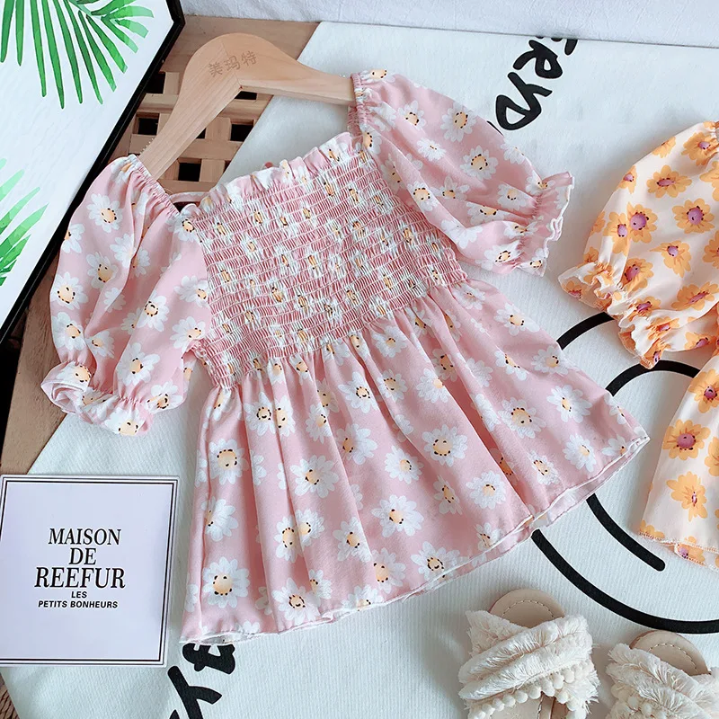 

kids baby girls summer short sleeve flower flower tops outwear shirts toddler children blouses 6M-5Y