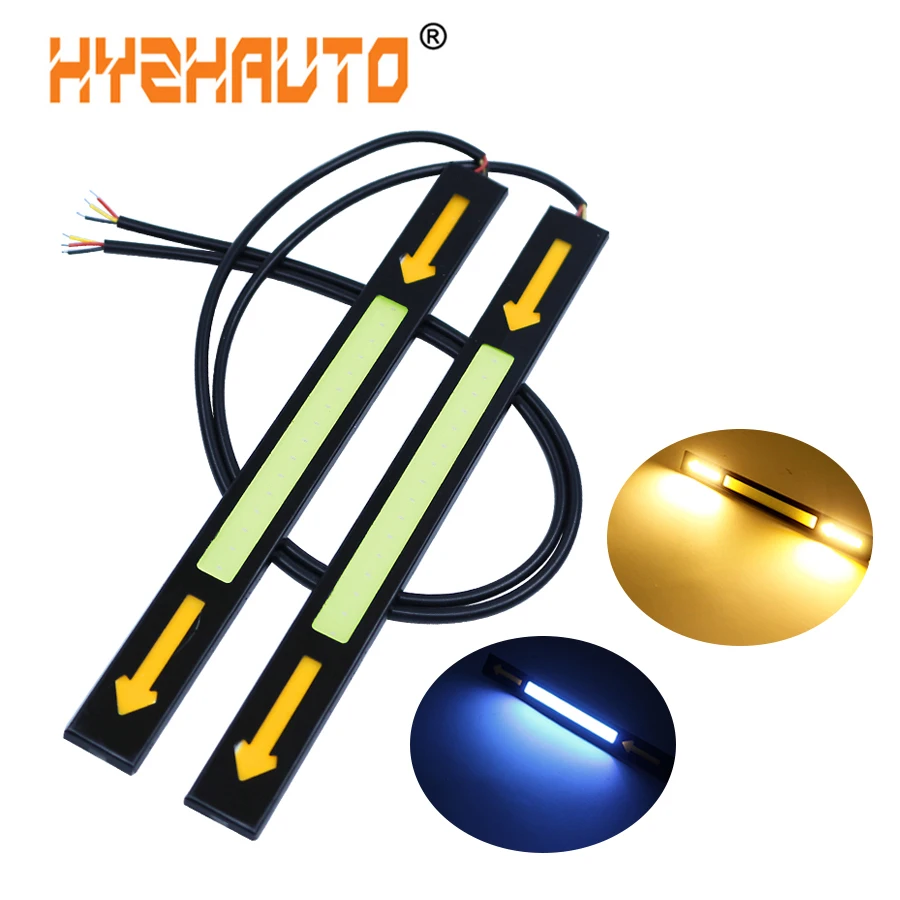 HYZHAUTO 2 шт. 17 см COB DRL Двухцветные светодиодные дневные ходовые огни и указатели