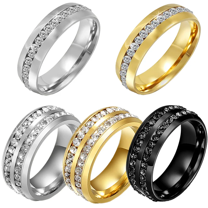 316L нержавеющая сталь CZ каменное кольцо для женщин и мужчин обручальное
