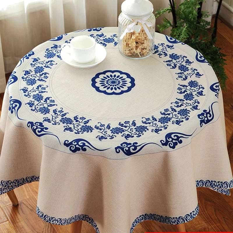Сине-белая фарфоровая скатерть с хлопковым покрытием | Дом и сад