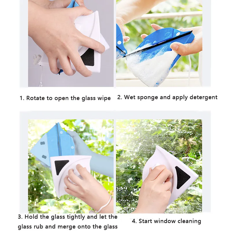 Магнитная щетка для мытья окон двусторонний бытовой прибор чистки стекол