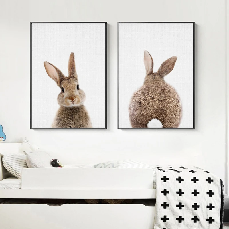 Без рамки принт с кроликом плакат детеныши животных холсты для рисования печать