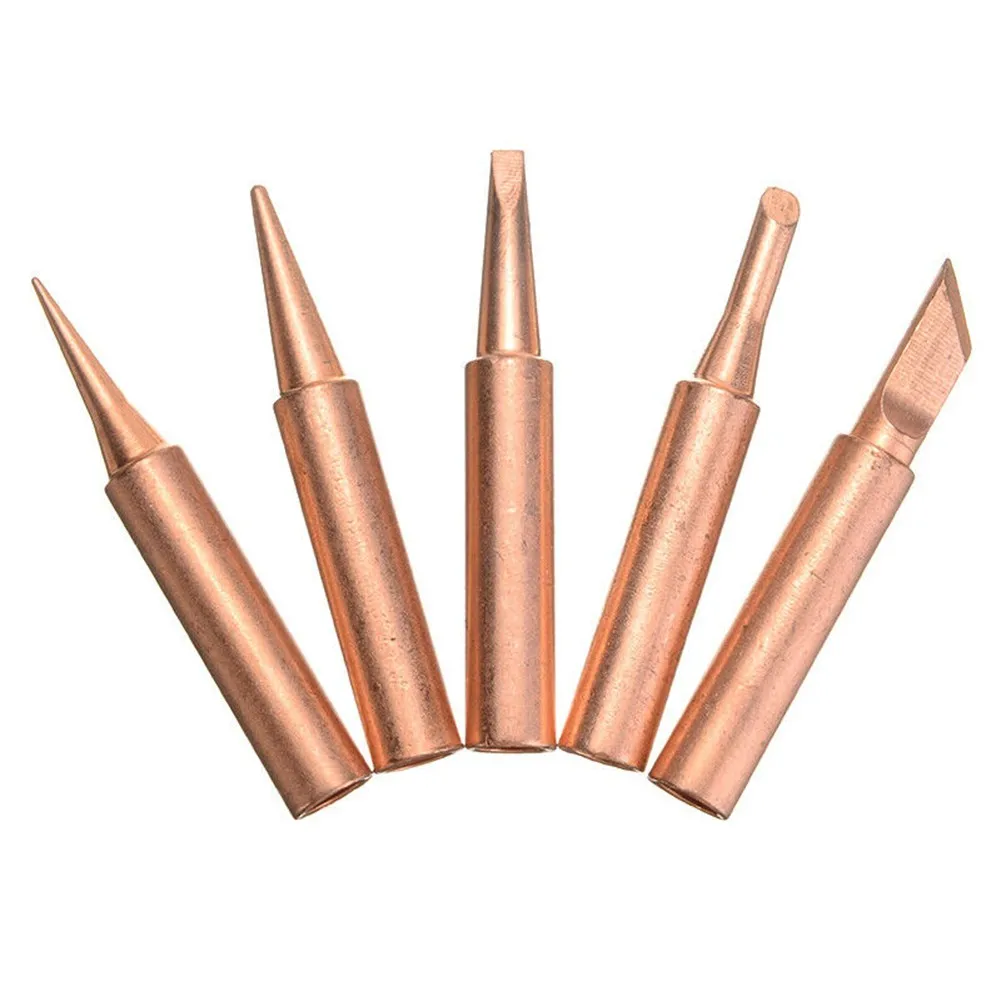 

5pcs Pure Copper 900M-T Soldering Iron Tip Set And Soldering Handle Adapter
