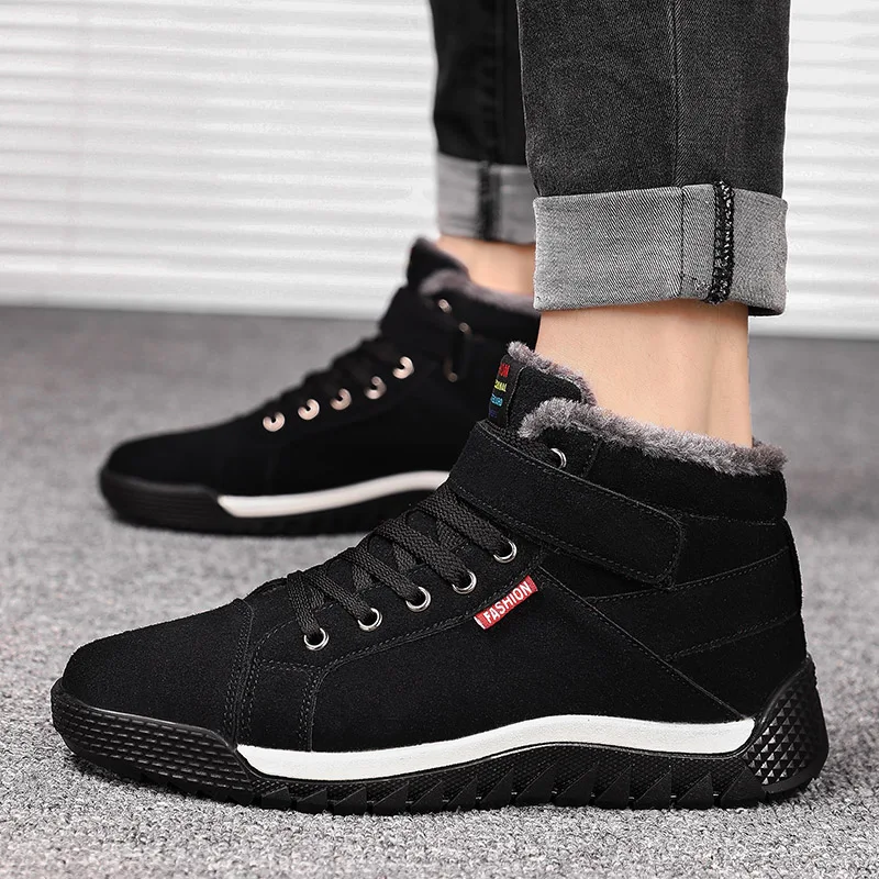 Самая популярная зимняя мужская хлопковая обувь с высоким берцем флисом мужские