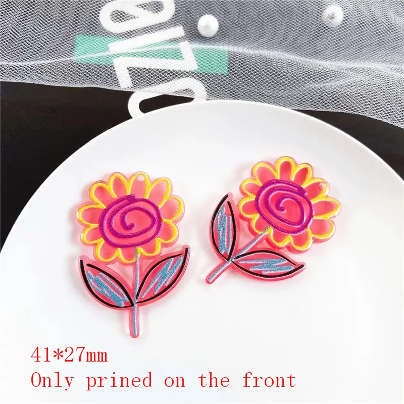 Летний стиль 40 шт./лот рельефный эффект узор Мультяшные Цветы Форма Акриловая