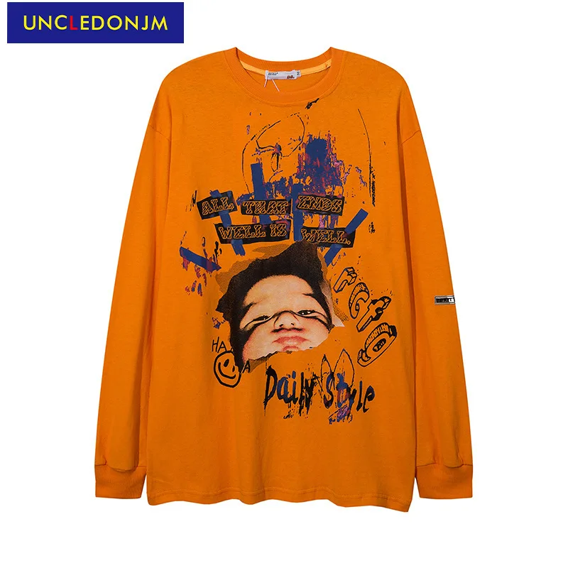 

Футболка UNCLEDONJM с граффити в стиле Харадзюку, оверсайз графическая тенниска, мужская одежда в стиле хип-хоп, уличная одежда, топы для мужчин, ...