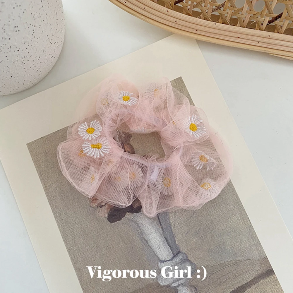 

Woman Daisy Yarn Scrunchies Fashion Hair Ties Elastic Hairband Hair Accessories For Woman Hair Gum Head Ornaments Rubber Band